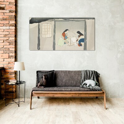 Working in a Traditional Japanese Village Wall art on glass