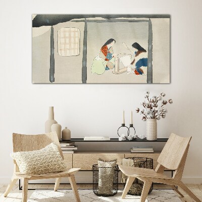 Working in a Traditional Japanese Village Wall art on glass