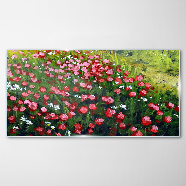 A meadow full of poppies Wall art on glass