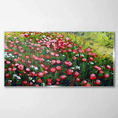 A meadow full of poppies Wall art on glass
