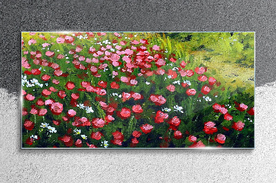 A meadow full of poppies Wall art on glass