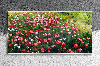 Nature flowers field Glass Wall Art