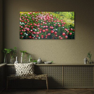 A meadow full of poppies Wall art on glass
