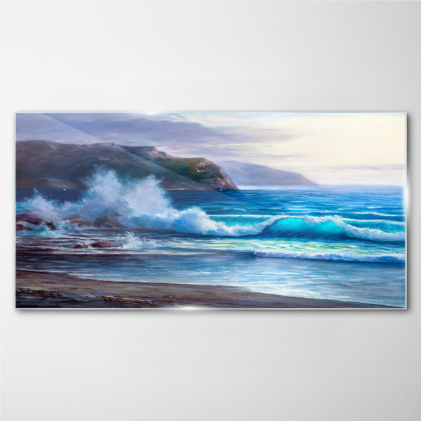 Calm ocean waves Glass art print