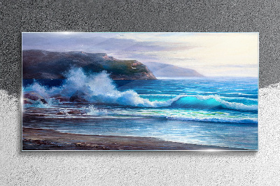 Coast ocean waves Glass Wall Art