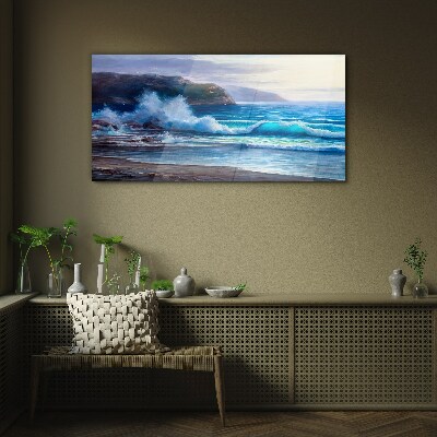 Coast ocean waves Glass Wall Art