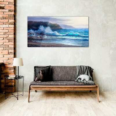 Calm ocean waves Glass art print