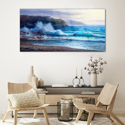 Calm ocean waves Glass art print