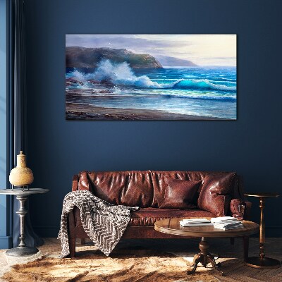 Calm ocean waves Glass art print