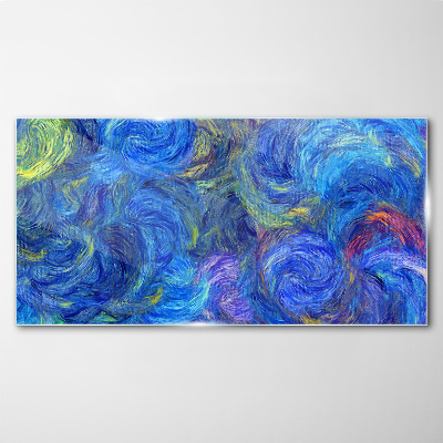 Swirling blue spirals Wall art on glass