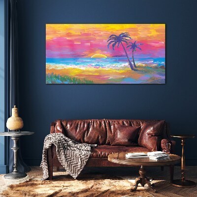 Palm beach sunset Glass Wall Art