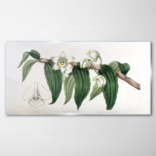 Floral arrangement with leaves Glass art print