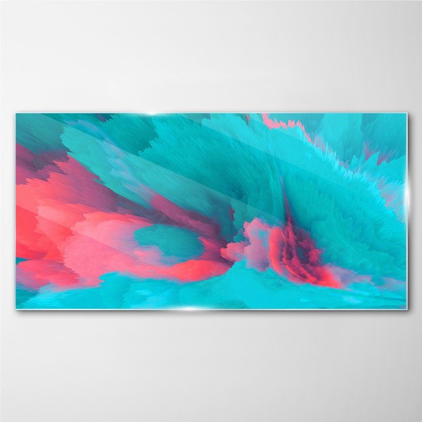 Turquoise abstract waves Wall art on glass