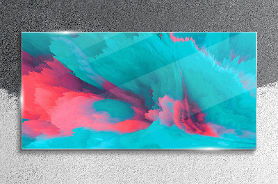 Turquoise abstract waves Wall art on glass