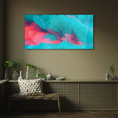 Turquoise abstract waves Wall art on glass