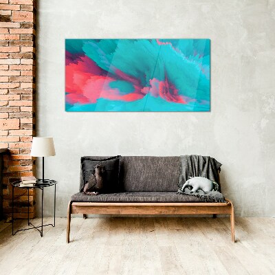 Turquoise abstract waves Wall art on glass