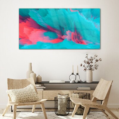 Turquoise abstract waves Wall art on glass