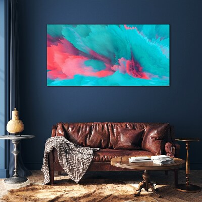 Turquoise abstract waves Wall art on glass