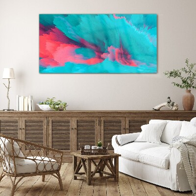 Turquoise abstract waves Wall art on glass