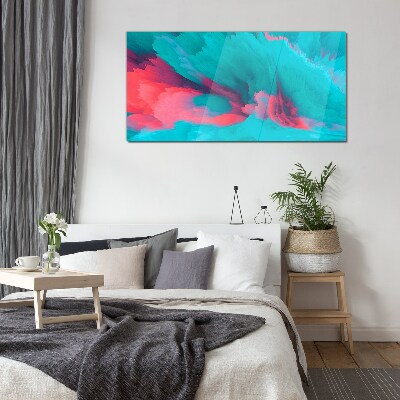 Turquoise abstract waves Wall art on glass
