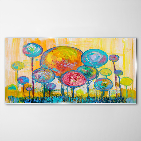 Colorful circles against the sun Glass art print