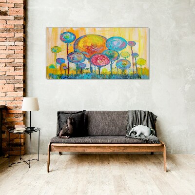 Colorful circles against the sun Glass art print