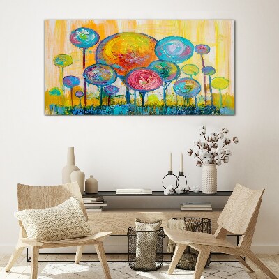 Colorful circles against the sun Glass art print