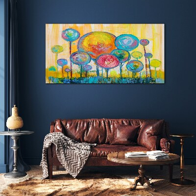 Colorful circles against the sun Glass art print