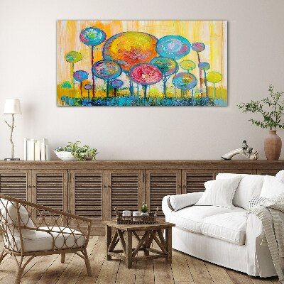 Colorful circles against the sun Glass art print