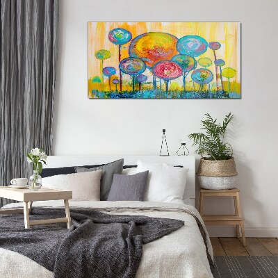 Colorful circles against the sun Glass art print