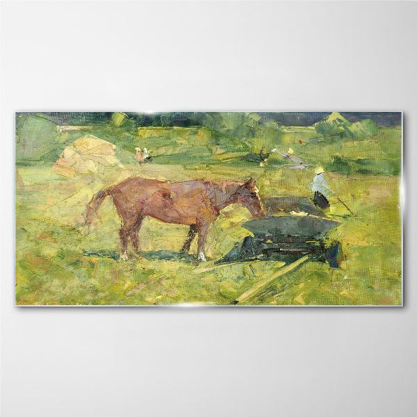 Country scene with horse Glass art print