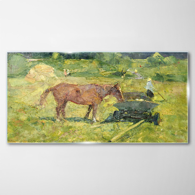 Country scene with horse Glass art print