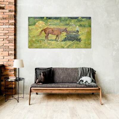 Country scene with horse Glass art print