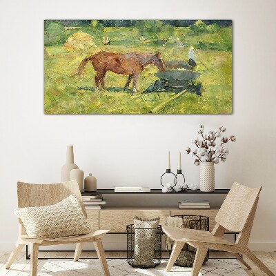 Country scene with horse Glass art print