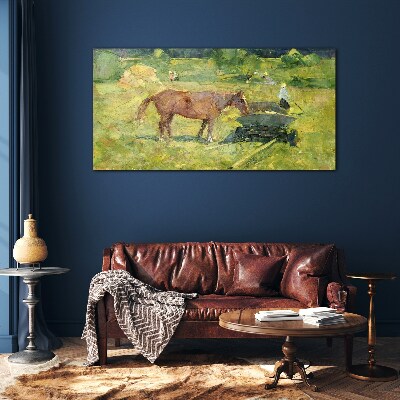 Country scene with horse Glass art print