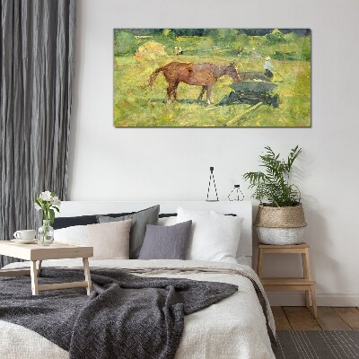Country scene with horse Glass art print