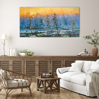 Golden Mornings in the Forest Wall art on glass