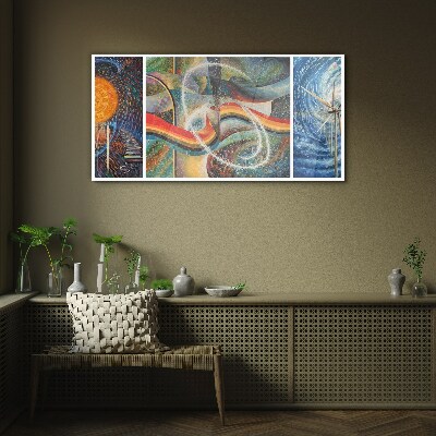 Movement and harmony of colors Wall art on glass