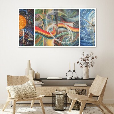 Movement and harmony of colors Wall art on glass
