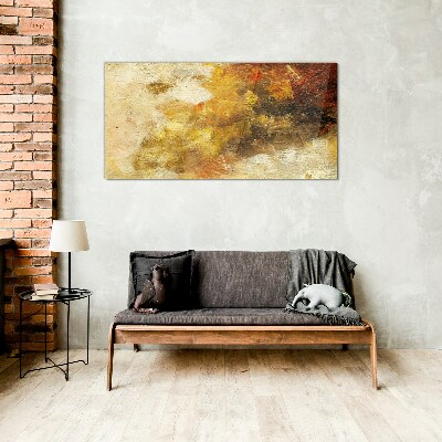 Golden reflections in abstraction Glass art print