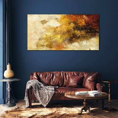 Golden reflections in abstraction Glass art print