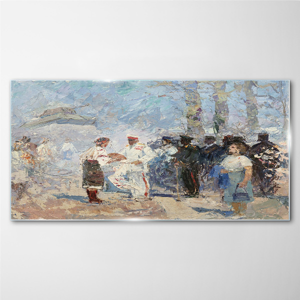 Meeting in the countryside Wall art on glass