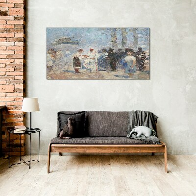 Meeting in the countryside Wall art on glass