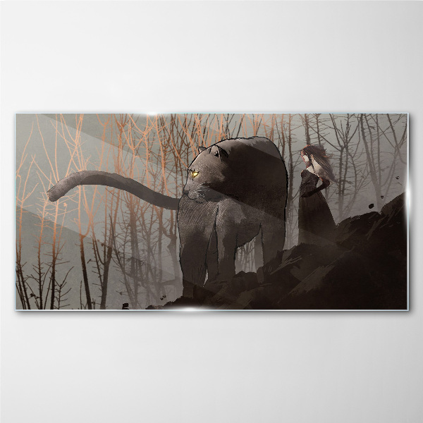Black Panther and the Mysterious Figure Wall art on glass