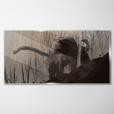 Black Panther and the Mysterious Figure Wall art on glass
