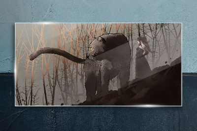Black Panther and the Mysterious Figure Wall art on glass