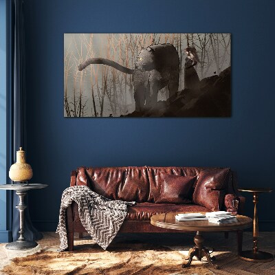 Black Panther and the Mysterious Figure Wall art on glass