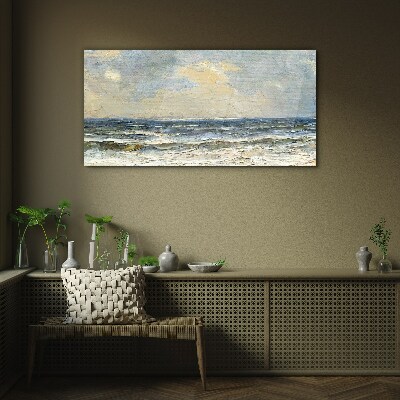 Calm sea on a summer day Glass art print