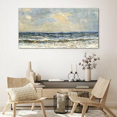 Calm sea on a summer day Glass art print