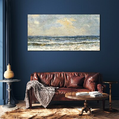 Calm sea on a summer day Glass art print